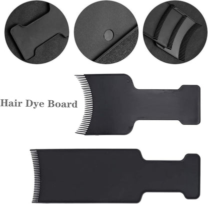 2PCS Hair Dye Highlighting Boards with Fine Teeth &amp; Flat Top Comb – Salon-Grade Sectioning Tools for Balayage, Bleach, Colouring at Home (Black)