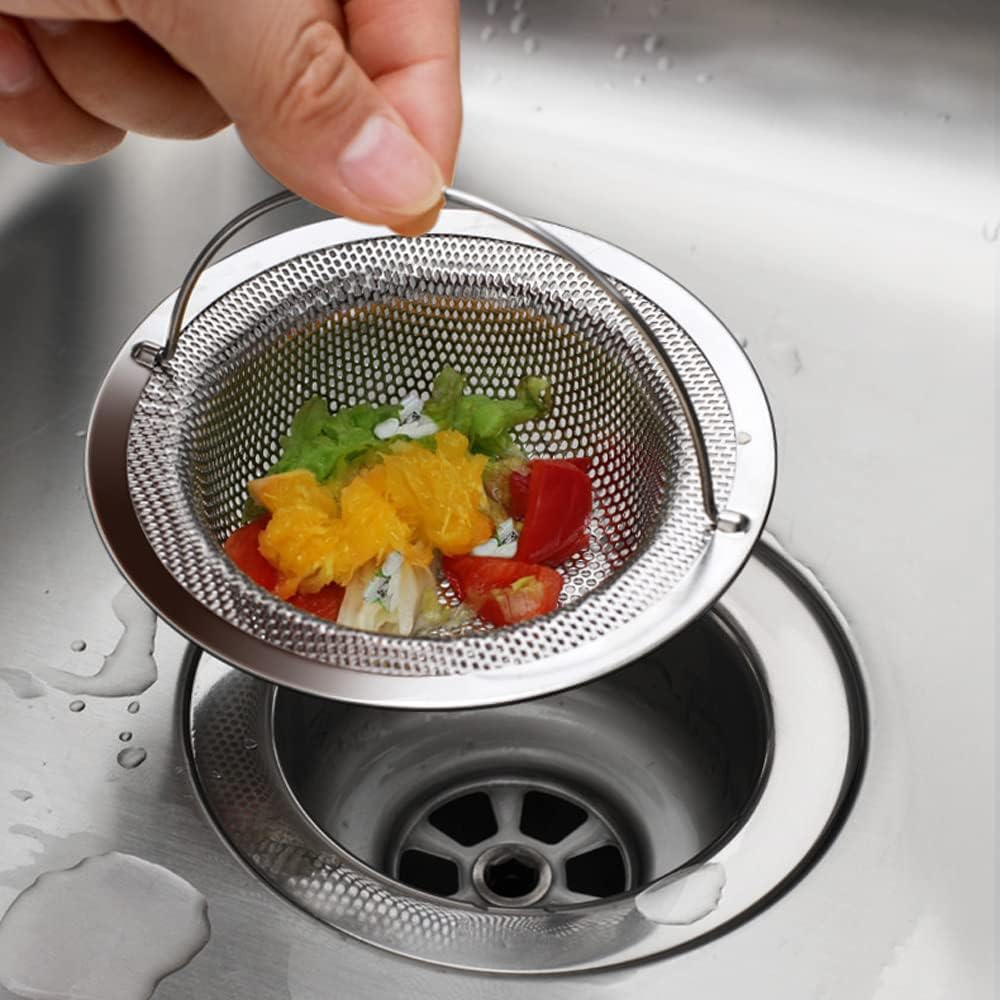2 Pack Kitchen Sink Strainer, Sink Plug Strainer with Handle, sink Food Catcher, Shower Hair Catcher, Anti-Clogging, Outer Diameter 11cm, Inner Diameter 8cm, Height 2cm