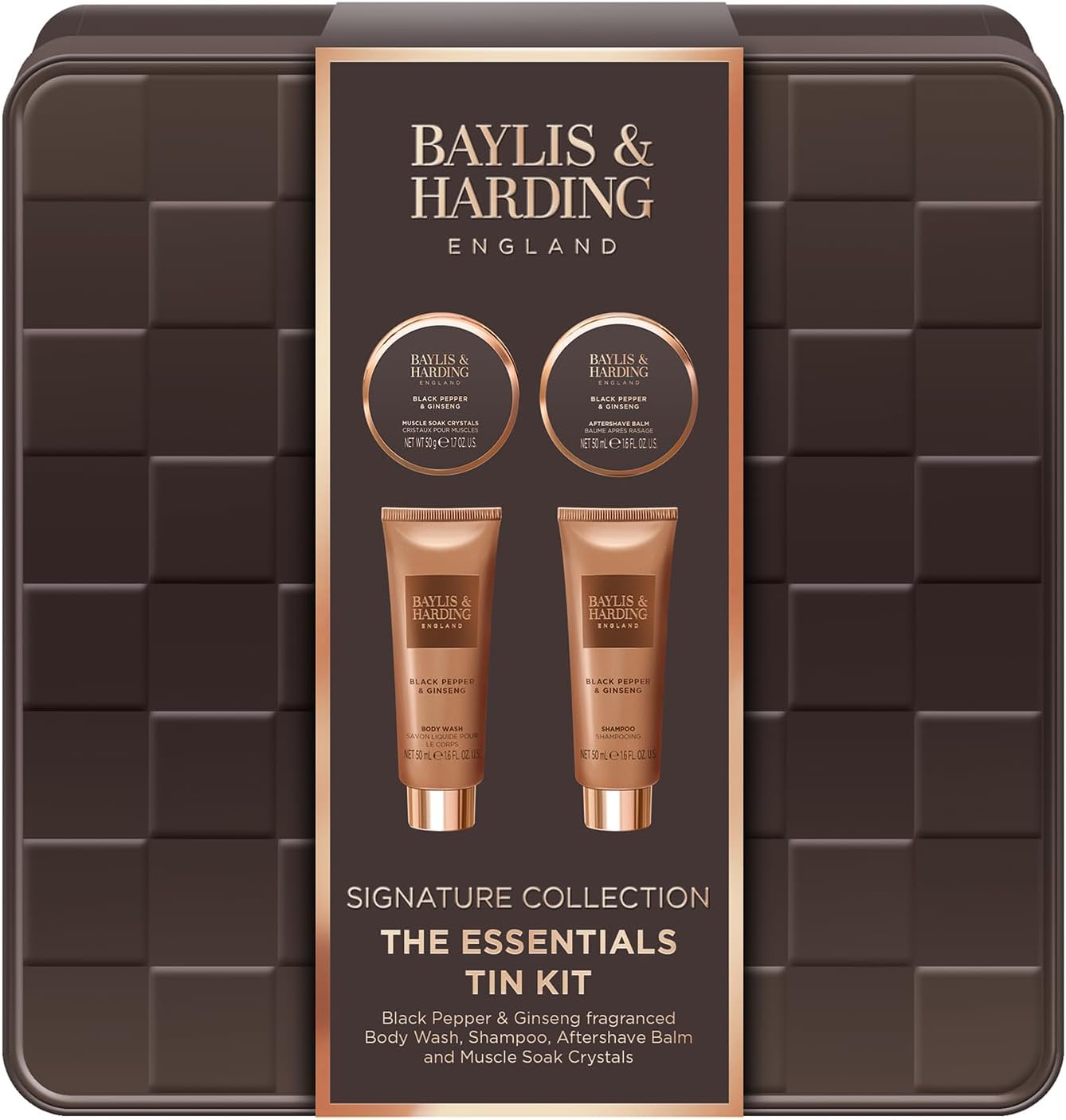 Baylis &amp; Harding Black Pepper &amp; Ginseng Men's The Essentials Tin Kit Gift Set (Pack of 1) - Vegan Friendly