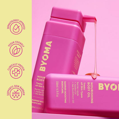 BYOMA Nourishing Body Oil (200ml) Lightweight, Fast-Absorbing Body Oil - Improves Skin Texture - Hydrates, Brightens and Restores Skin Barrier, Vegan
