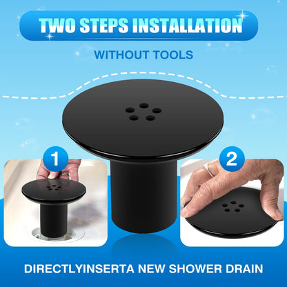 Shower Plughole Cover 90mm / 115mm, Fast Flow (Black) by Chrome Shower Tray Drain Cover