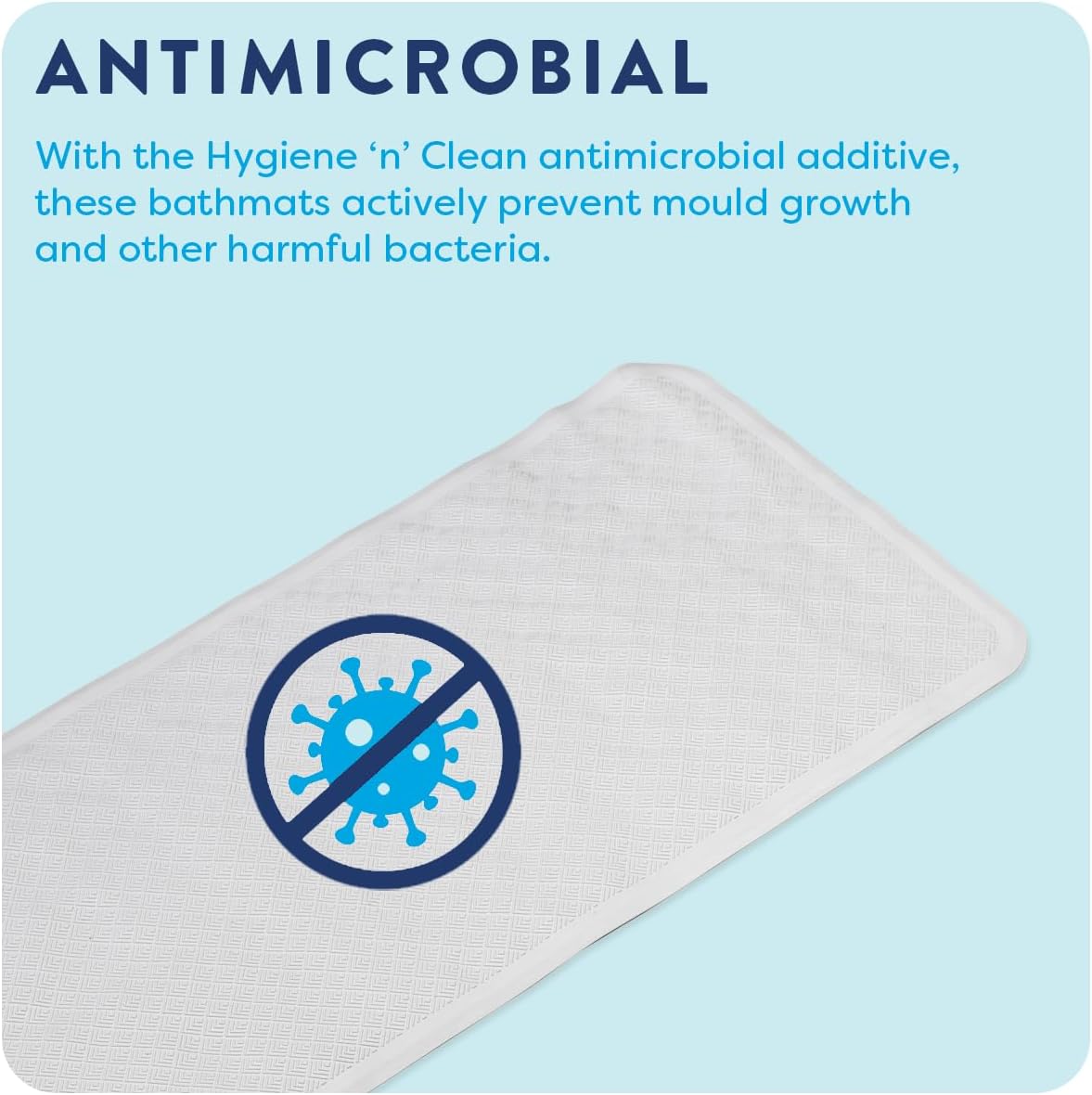 Croydex Rubagrip Bath Mat Non Slip Anti Mould for Inside Bath (74x34cm) | Slip Resistant | Secure Grip Suction Cups | Easy to Clean | Natural Rubber | Anti-Bacterial | Textured Surface