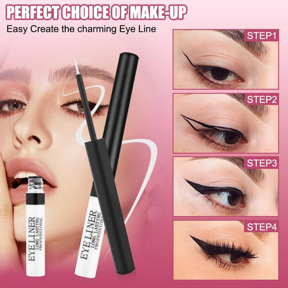 Aomig Matte Felt Tip Pen Eyeliner, Waterproof Liquid Eyeliner Pencil, Long Lasting, Slim Smudgeproof, Suitable for All Eye Shapes Available(1# White)