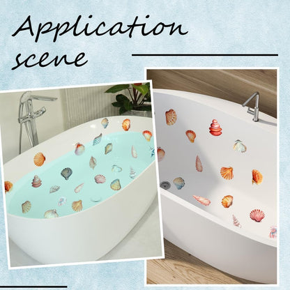 6 Pages Bathtub Sea Stickers Bulk Non Slip Bathtub Stickers with Scraper Plastic Adhesive Ocean Animal Conch Pattern Slippery Floor Decal for Shower and Bath Tub Home Decorations Gift Adults