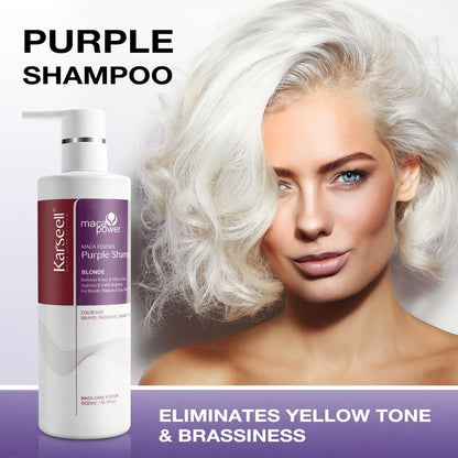 Karseell Purple Hair Mask &amp; Purple Shampoo, Neutralizes Brass &amp; Yellow Tones for Blonde, Gray, Silver Hair, 2 x 500ml