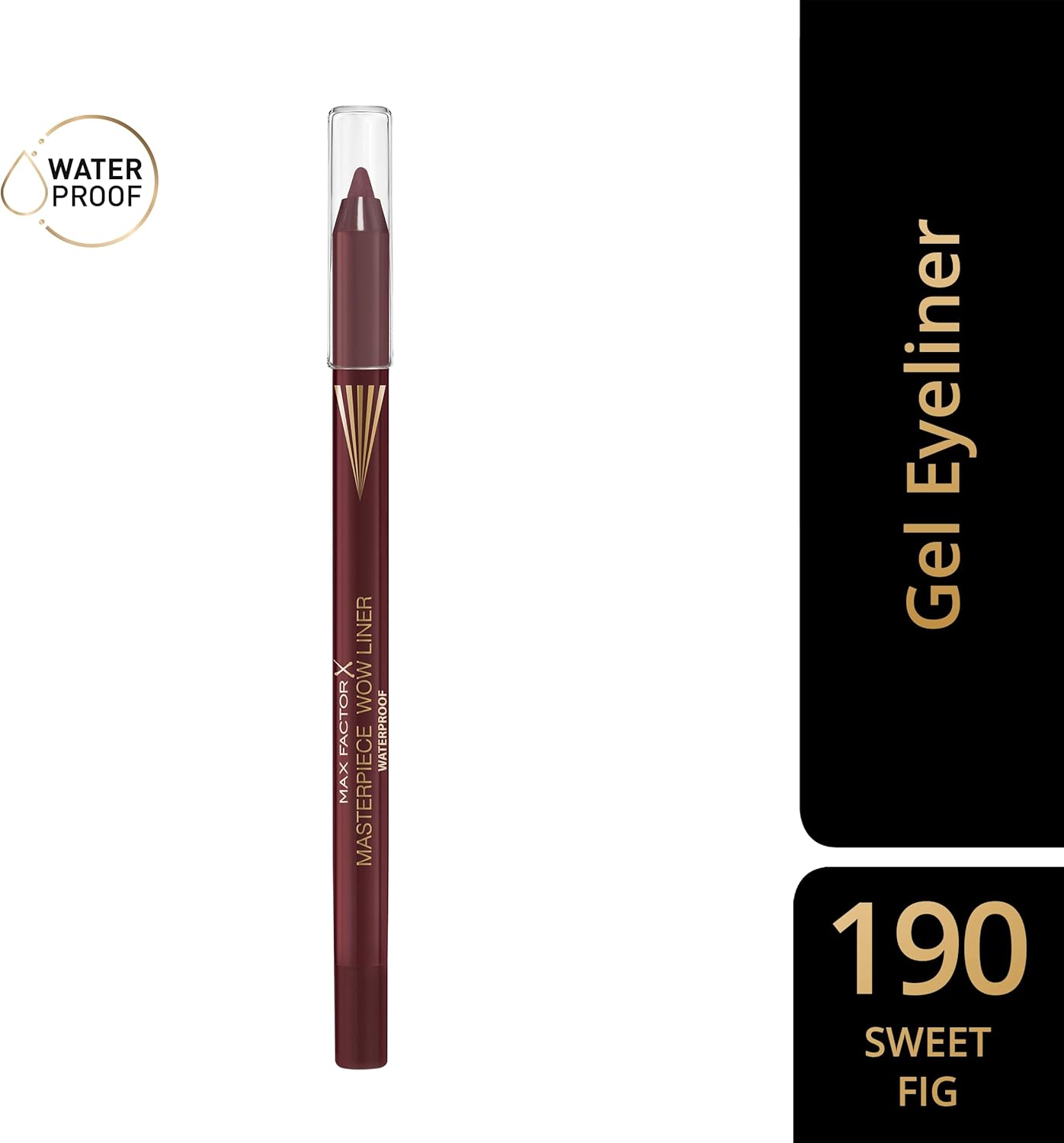 Max Factor Masterpiece Wow Liner, 190 Sweet Fig, 24-Hour Wear Eyeliner, High Colour Payoff, Waterproof and Smudgeproof, Vegan