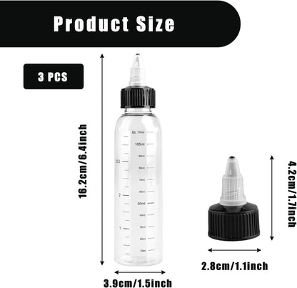 3pcs Hair Oil Applicator Bottles,120ml Squeeze Bottles with Graduated Marks &amp; Caps for Hair Coloring,Essential Oils,Paints &amp; DIY Crafts