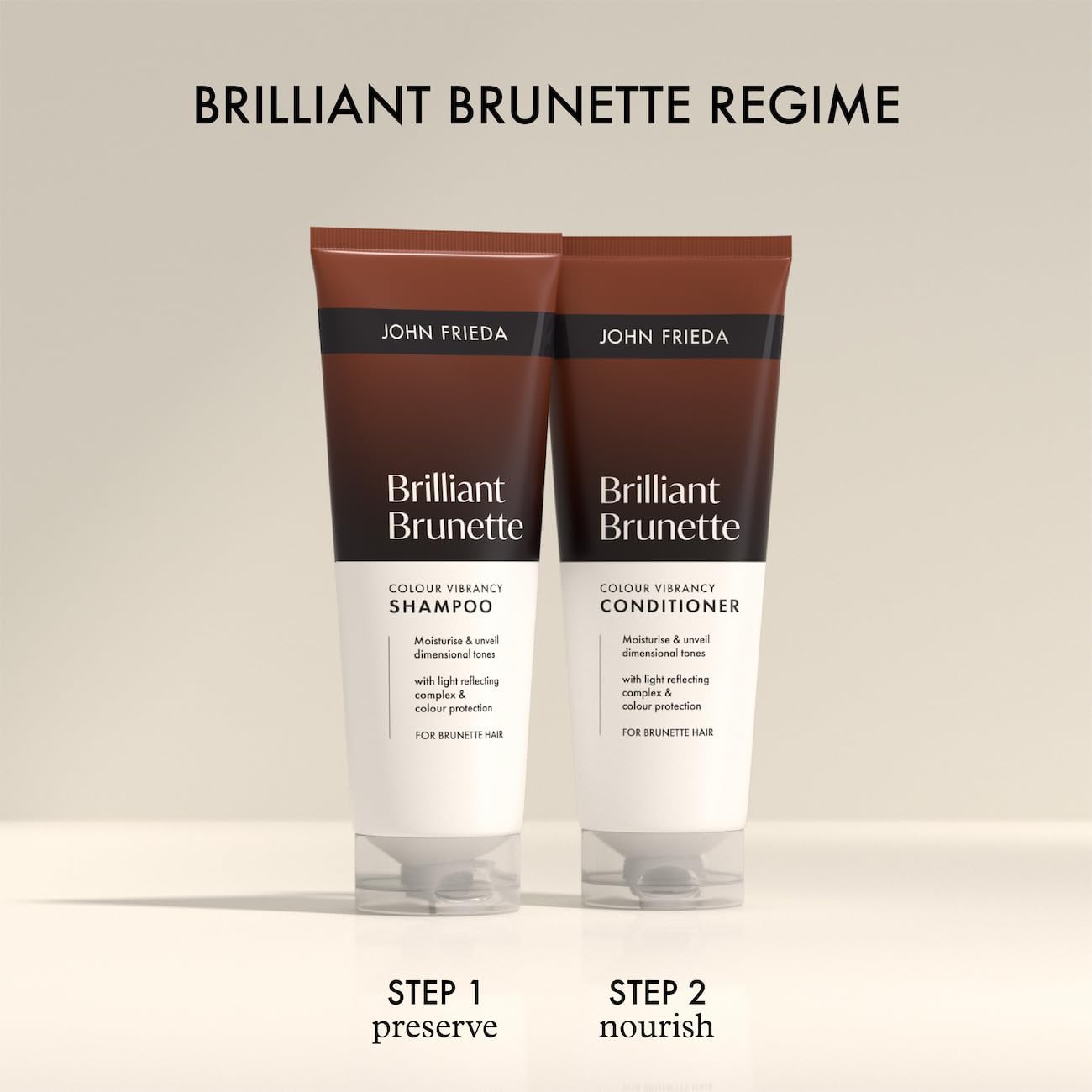 John Frieda Brilliant Brunette Colour Vibrancy Conditioner 250ml | For Brown Hair, Colour Treated Hair, Glossy Vibrancy