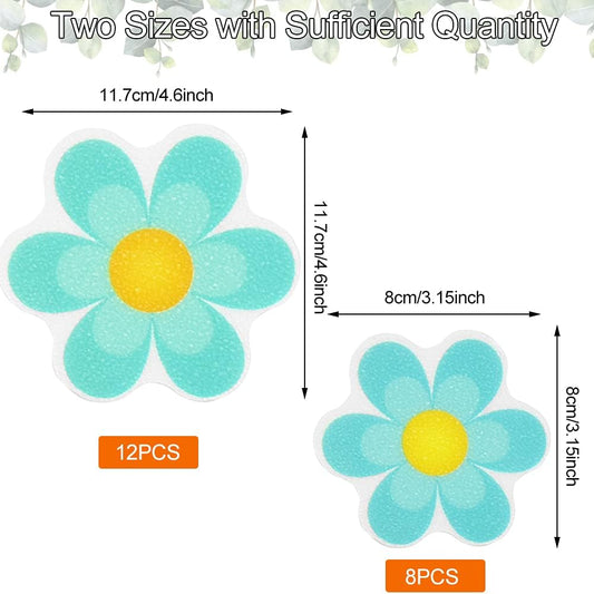 20 Pcs Non Slip Bathtub Stickers, Flower Shape Safety Anti-Slip Appliques Self Adhesive Bathroom Decals Anti-Slip Stickers With Bright Colors for Bath Tub Showers, Pools(6 Colors/2 Size)