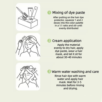 Long-Lasting Botanical Essential Oil Hair Dye,Mild Formula Long Lasting Hair Dye Set,Plant-Based Hair Color for Gray Coverage (Natural Black)