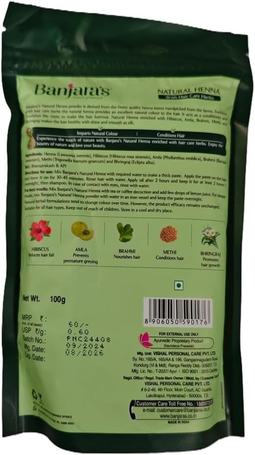 Banjara's natural henna with hair care herbs 60g