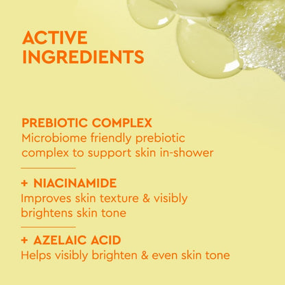 BYOMA Brightening Body Wash (400ml) Treats Dull and Dehydrated Skin, Balances and Repairs the Skin Barrier with Niacinamide and Azelaic Acid - Brightens and Evens Skin Tone