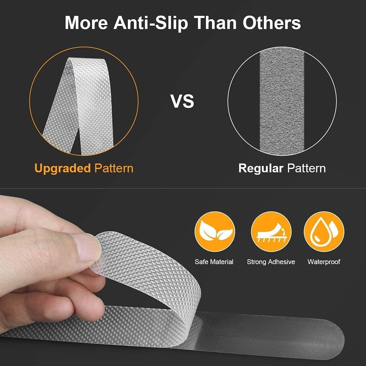 36pcs Transparent Anti Slip Grip Stickers, Clear &amp; Non-Abrasive Textured Baby Bath Stickers for a Better Grip - 20mm x 380mm
