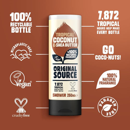 Original Source Coconut &amp; Shea Butter Shower Gel, 6x250ml