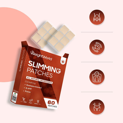 Guarana Slimming Patches | 60 Patches | 2 Months Supply | with 55% Guarana Extract, Flaxseed &amp; Griffonia Seed Powder | Natural &amp; Safe | Ultra-Thin &amp; Transparent | Suitable for Sensitive Parts