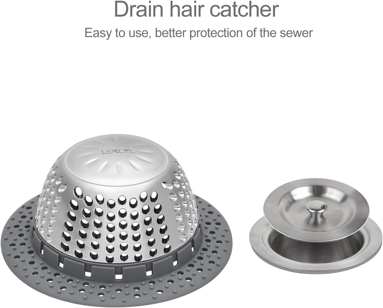 LEKEYE Drain Hair Catcher/Bathtub Drain Cover/Drain Protector for Pop-Up &amp; Regular Drains(Patented Product)