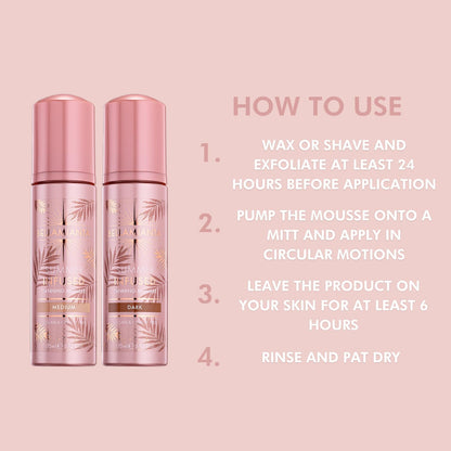 Bellamianta Summer Infused Luxury Tanning Mousse, Hyaluronic Acid and Superfruit Formula, Medium Tone, Vegan &amp; Cruelty-Free, 175ml (Pack of 2)