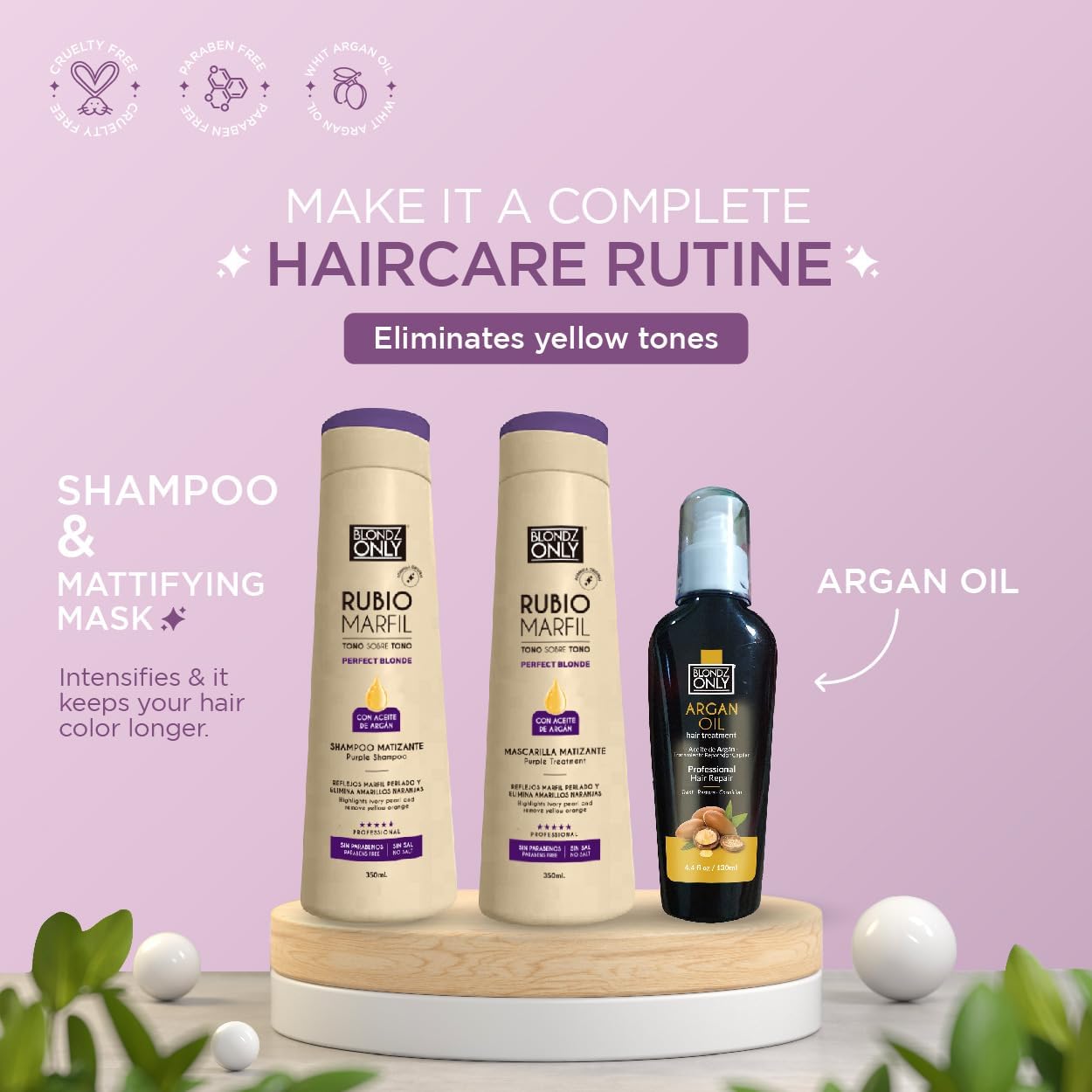Purple Shampoo Rubio Marfil Ivory Blonde with Argan Oil Perfect Blonde (Perla Beige) 11.8 Fluid Ounce (350 ml)