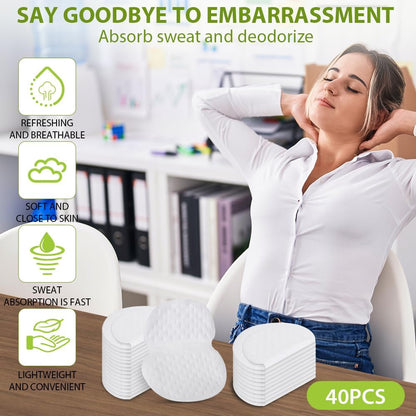 LOPHE 40Pcs Armpit Sweat Pads, Sweat Patches for Underarms Women and Men, Underarm Sweat Pads Invisible, Unflavored &amp; Ultra-Thin Sweat Pads, Anti-sweat Disposable SweatPads for Sports Daily Wear