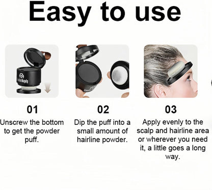 Hairline Powder, Hair Root Touch Up Concealer, Natural Black Hair Root Touch Up Concealer, Bald Spot Concealing Hairs Powder for Women and Men, Includes Mirror &amp; Puff, Windproof &amp; Sweatproof