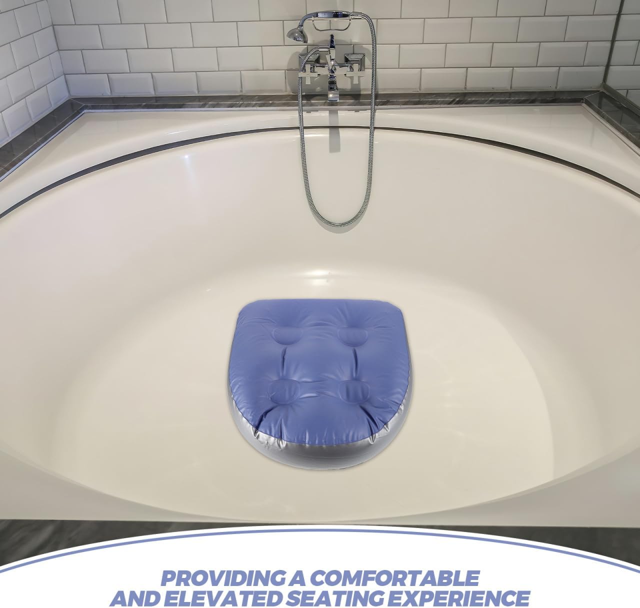 2pcs Inflatable Bath Tub Cushion with Suction Cups Adjustable Thickened Seat for Spa and Hot Tub Portable Adult Bath Pillow Booster for Relaxing Bathing Experience