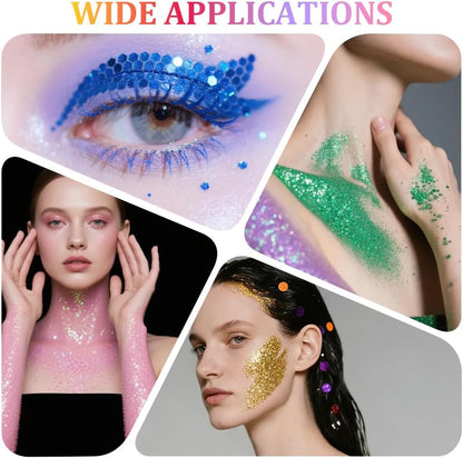 AOOWU Body Glitter Stick,Sparkling Chunky Glitter Gel for Face Body Hair, Holographic Sequins Waterproof &amp; Long Lasting Festival Makeup, Carnival Festival Party Cosplay Accessories,Silver