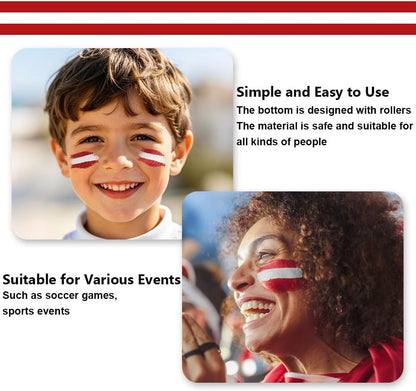 AOOWU Flag Face Paint Stick, Red White Red Sports Face Paint Stick for Football Fans, Sports Cheering &amp; Party, Face Paint Sticks for 2026 World Cup, Sports Events, Easy Wash Smudge Proof