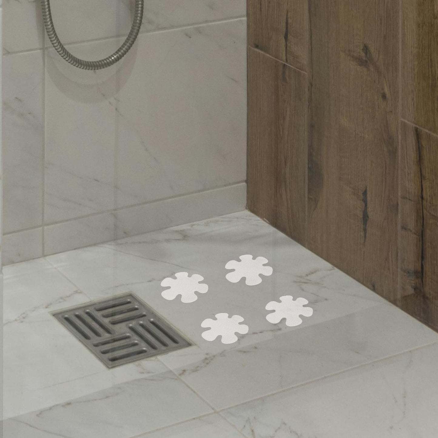 Luckious 20PCS Non-Slip Flower Shape Shower Stickers - Flower Shape Anti-Slip Grip Stickers for Bathtub, Kitchen Flooring, Safety Tape for Bath Shower (8CM)