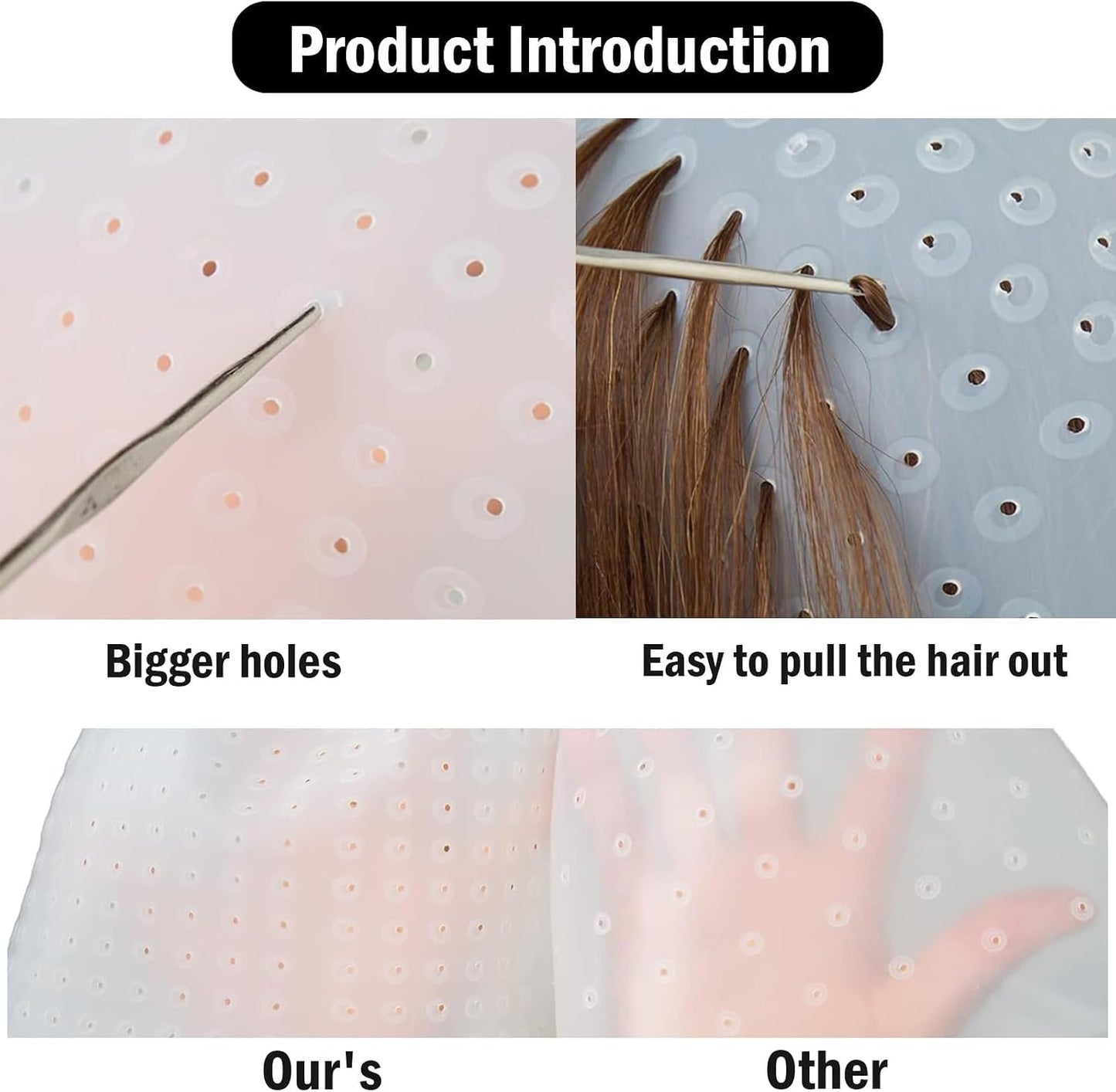 5 Piece Set Highlighting Cap, Highlighting Kit, Highlights Hair Dye Kit, Hair Coloring Brushes And Needle,Highlighting Frosting Cap, Professional Salon Silicone Hairdressing Tools For Women Men