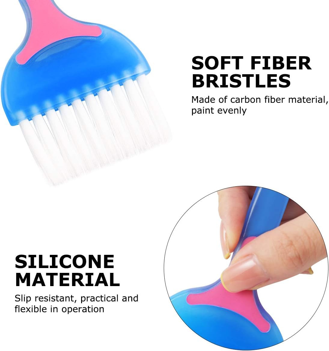 minkissy 2Pcs Hair Color Brush Professional Hair Dye Brush Salon Bleach Tinting for Tint Dying Coloring Applicator Dying (Blue+Black)
