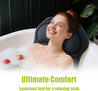 Full Body Bath Pillow for Tub, Bathtub Pillow with Removable Lumbar Pillow, 3D Air Mesh Spa Bath Cushion, 168 Suction Cups, Tub Pillow for Head, Neck, Back and Legs Support, Bathtub Accessories