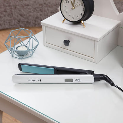 Remington Shine Therapy Hair Straightener with Advanced Ceramic coating infused with Moroccan Argan Oil for sleek &amp; smooth glide, Floating plates, Digital display, 9 settings 150°C–230°C, S8500