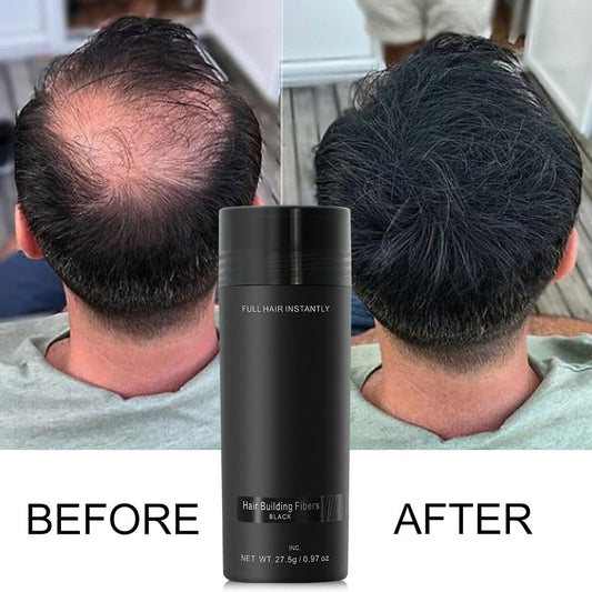 Hair Building Fibers - Natural Fibres for Men &amp; Women, Waterproof &amp; Instant Hair Loss Concealer - Black