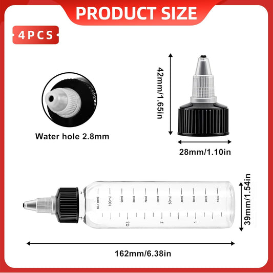 4-Pack 120ml Scalp Oil Applicator Bottles with Measurement Scale, Refillable Squeeze Containers for Hair Color, Glue, and Liquid Art Supplies