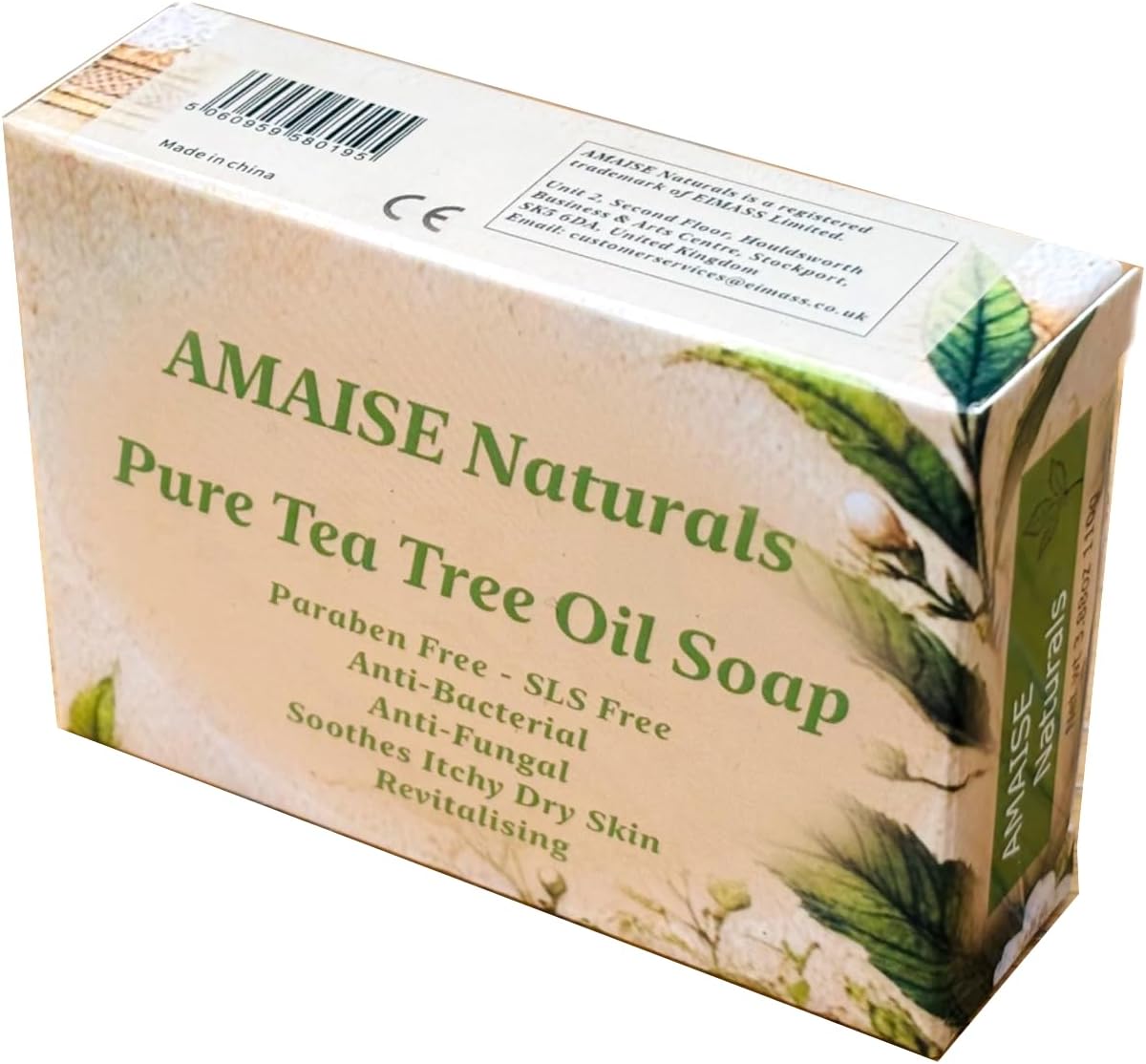 AMAISE Naturals 110g Tea Tree Oil Soap Antifungal Antiseptic Soap - Natural 100% Vegan, Kills Germs - Helps with Athlete's Foot Tinea Versicolor Ringworm Jock Itch