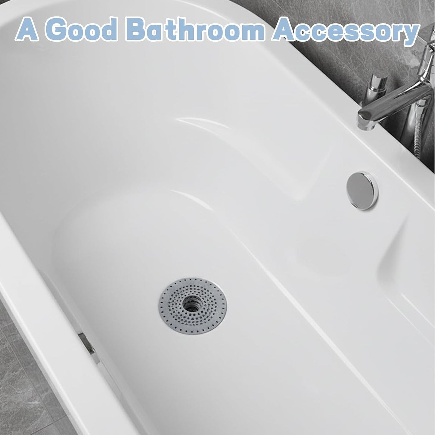 2 Pack Silicone Shower Drain Hair Catcher, Hair Stopper Drain Cover, Sink Strainer Filter, Anti-Clog Hair Catcher for Bathroom Bathtub Kitchen, Grey, Easy to Install &amp; Clean