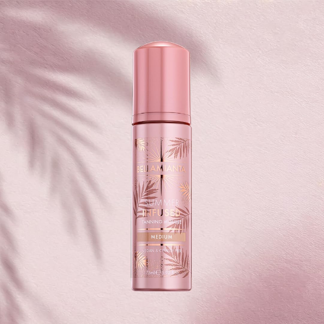 Bellamianta Summer Infused Luxury Tanning Mousse, Hyaluronic Acid and Superfruit Formula, Medium Tone, Vegan &amp; Cruelty-Free, 175ml (Pack of 2)