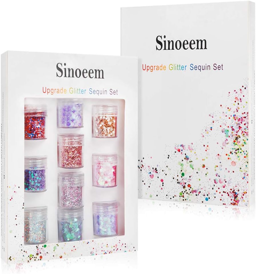 10 Face Glitter Cosmetic Reflective Chunky Cosmetic Glitter for Face Body and Hair(Includes Long Lasting Fix Gel and brush) Festival and Party Beauty Makeup (10 Color)