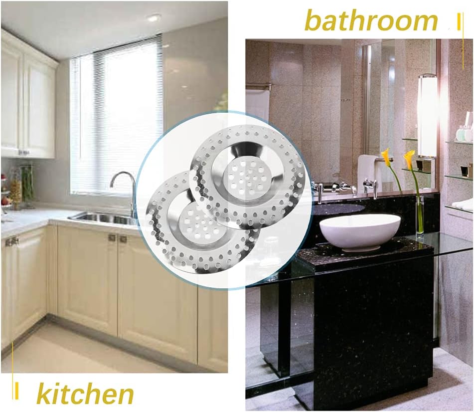2 Pcs Sink Strainer, Stainless Steel Sink Strainer Plug, Drain Hair Catcher, Protector Shower Drain Cover, Sink Stopper Drain Filter for Kitchen, Bathtub, Bathroom, 2.95 "/ 7.5 cm