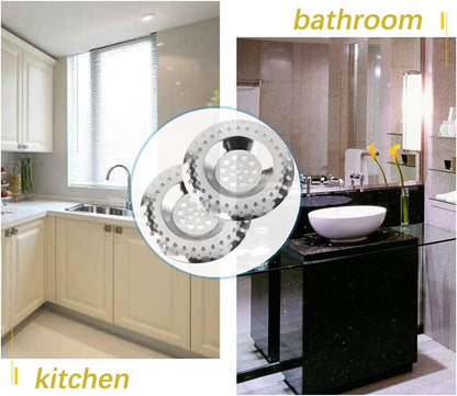 2 Pcs Sink Strainer, Stainless Steel Sink Strainer Plug, Drain Hair Catcher, Protector Shower Drain Cover, Sink Stopper Drain Filter for Kitchen, Bathtub, Bathroom, 2.95 "/ 7.5 cm