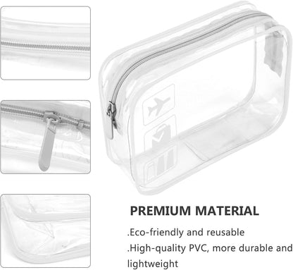 Clear Travel Toiletry Bag TSA Approved Quart Size Travel Bag Airport Security Carry On Liquid Bag Cosmetic Pouch Shower Bag Transparent Toiletries Bags (White