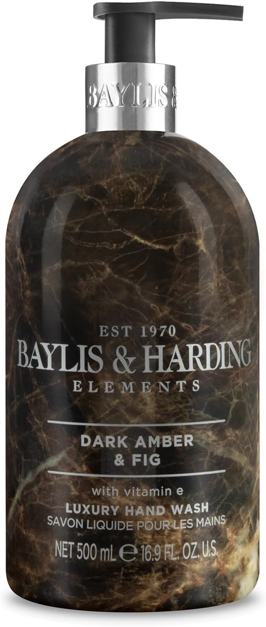 Baylis &amp; Harding Dark Amber &amp; Fig Elements Hand Wash, 500 ml (Pack of 3) - Vegan Friendly