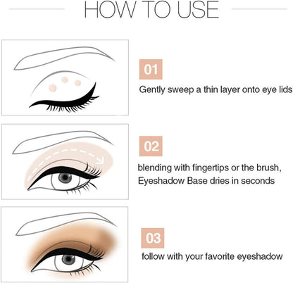 Glitter Eyeshadow Primer, Long Lasting &amp; Smudgeproof Eye Makeup Base Gel, Matte Eyeshadow Base for Oily Lids, Pack of 3