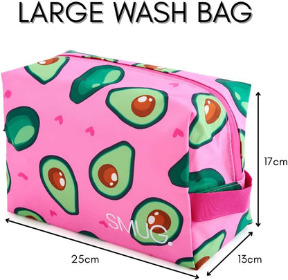 SMUG Wash Bag | Waterproof Travel Toiletry Bags for Travelling, Gym, Shower, Shaving, Toiletries, Cosmetics &amp; Makeup Bag | Large Washbag for Men &amp; Women | Stylish, Spacious &amp; Easy to Clean | Avocado