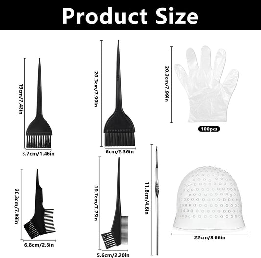 1 Pcs Silicone Pre-Punched Hair Highlighting Cap for Colouring and | Streaking, with 5 Coloring Brushes and 1 Needle, for Salon