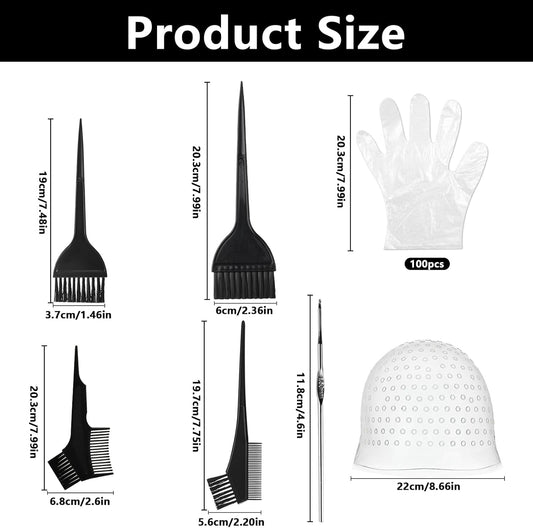 1 Pcs Silicone Pre-Punched Hair Highlighting Cap for Colouring and | Streaking, with 5 Coloring Brushes and 1 Needle, for Salon