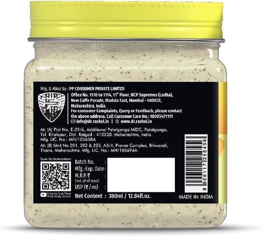 DR.RASHEL De-Tan Scrub For Face &amp; Body (380 Ml) | Revitalizing Tan Removal | Cleanser For Deep Exfoliation | Dead Skin Remover | Blackhead Remover | Skin Brightening Lightening