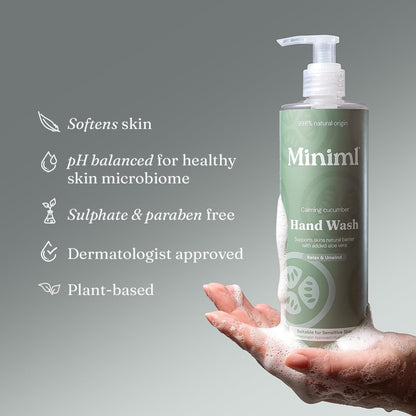 Miniml Hand Soap Wash Liquid 1L Refill - Cucumber &amp; Aloe Vera Infused Eco Friendly Hand Washing Gel for Soft and Sensitive Skin Care - 100% Vegan &amp; Cruelty Free