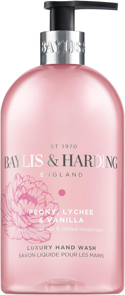 Baylis &amp; Harding Signature Peony, Lychee, Vanilla Hand Wash 500ml (Pack of 3) - Vegan Friendly