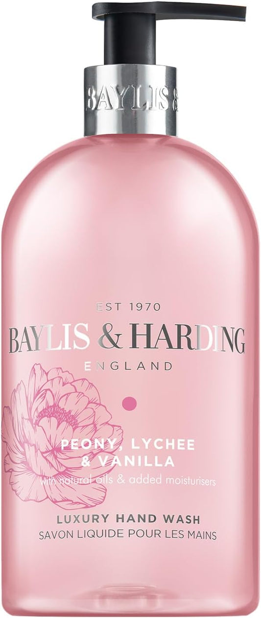 Baylis &amp; Harding Signature Peony, Lychee, Vanilla Hand Wash 500ml (Pack of 3) - Vegan Friendly
